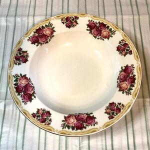 Vintage Farberware Sydney Roses Ceramic Soup Bowl White